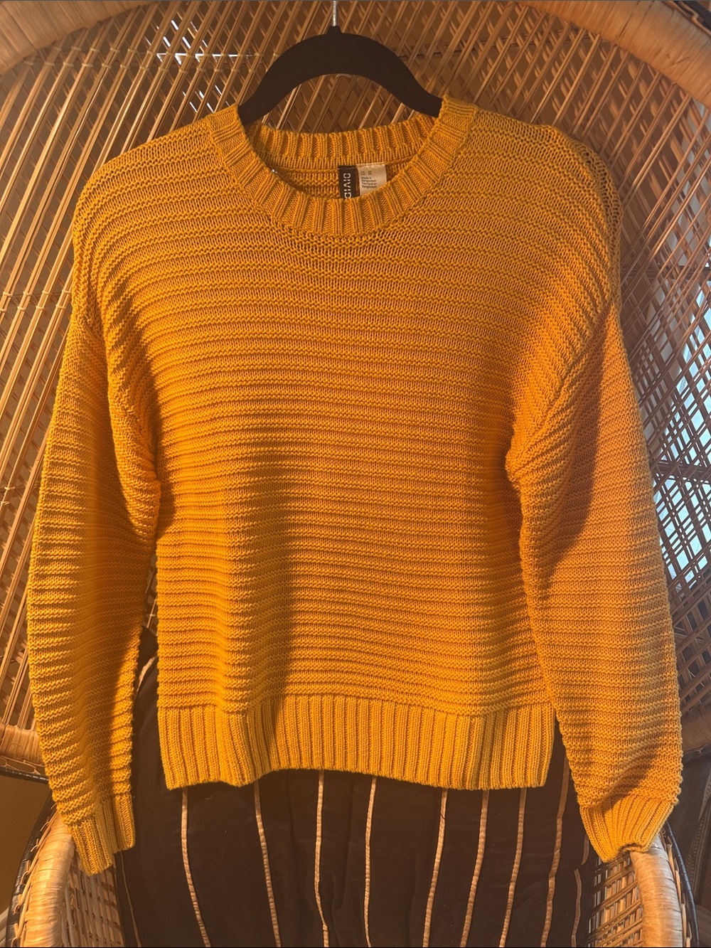 Madewell Mustard Ribbed Crewneck Sweater